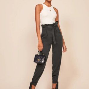 Reformation Avalon Pant, Ankle Twill, Black, 4P